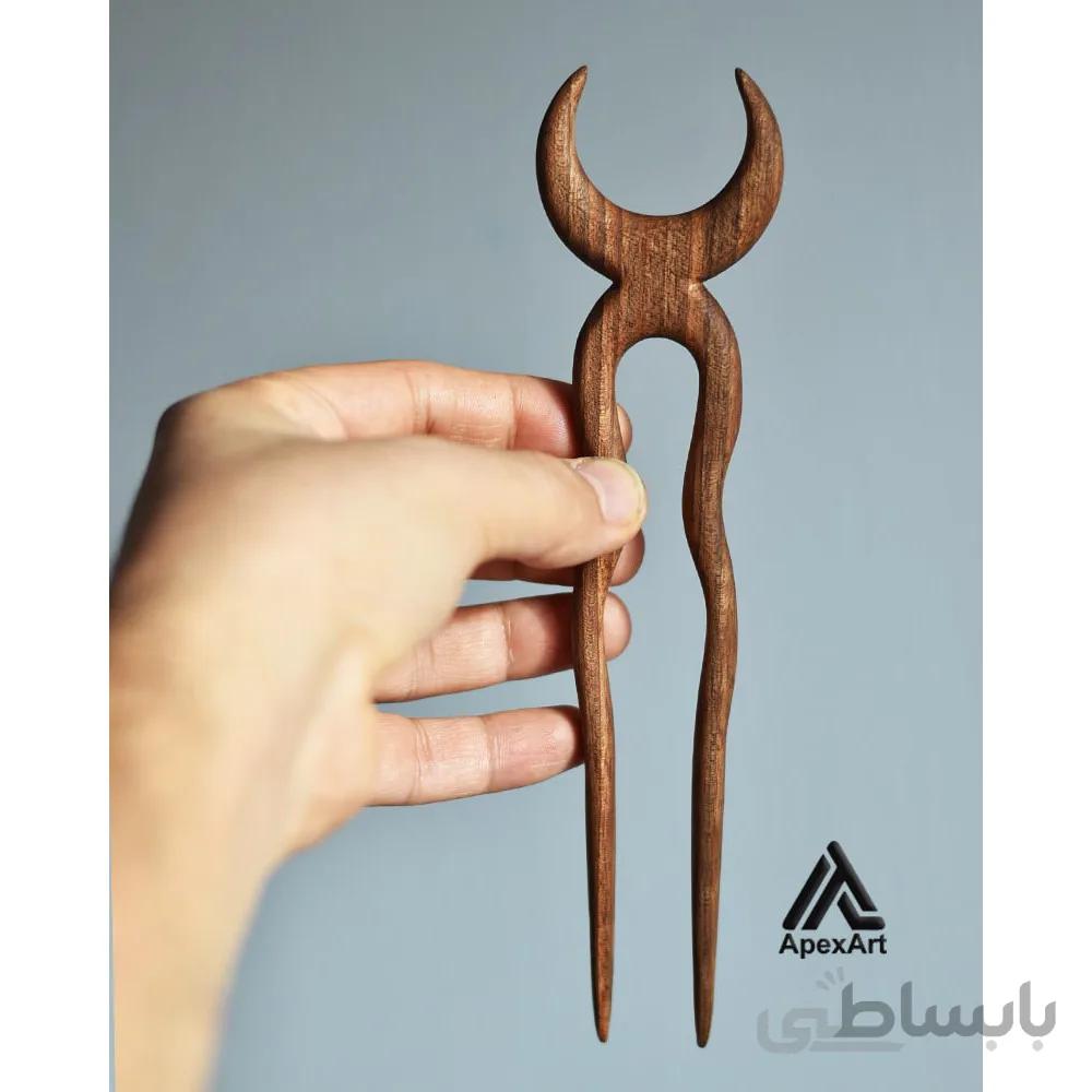 پین مو چوبی دو پایه طرح ماه
