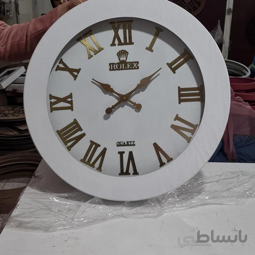ساعت دیواری تمام چوبی مدل رولکس 110 قطر 60 سانت فوق العاده زیبا و جذاب در 5 رنگ مختلف سفید