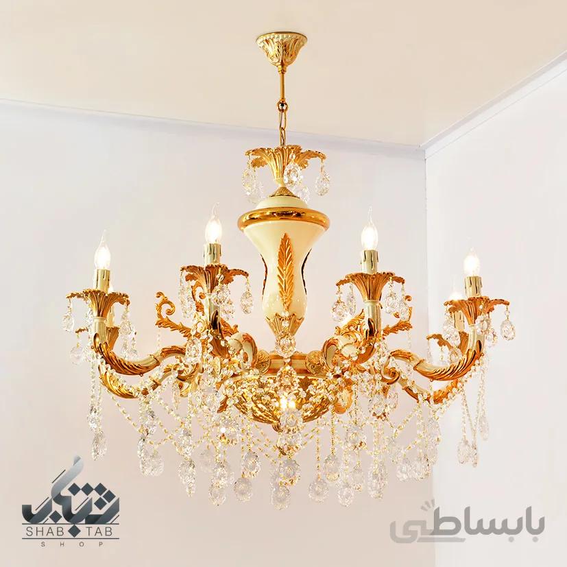 لوستر آویز هشت شاخه ده شعله نورسازان کد AJ514