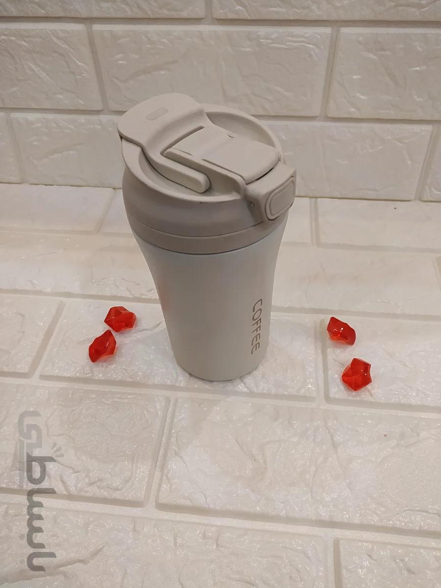 تراول ماگ طرح coffee دو قفل سرد و گرم رنگ سفید ا Travel mug