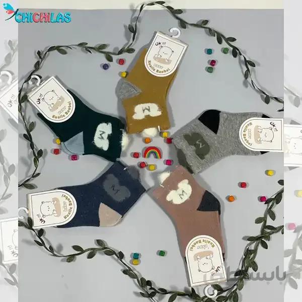 جوراب بچگانه طرح خرسی برجسته (پکیج)