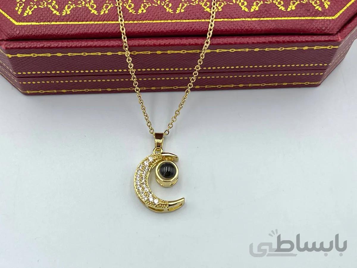 گردنبند تلسکوپی طرح ماه نگین دار