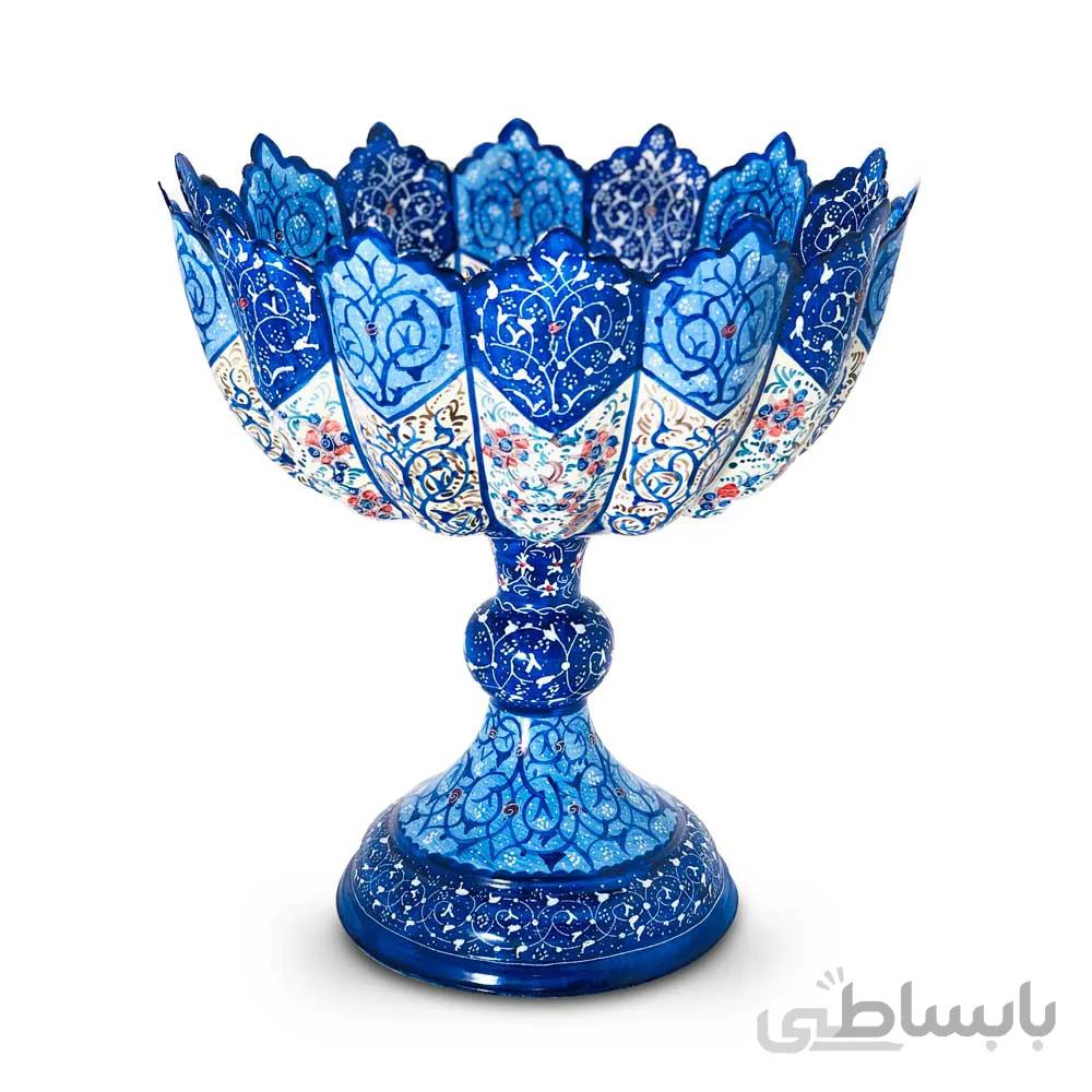 کاسه پایه دار میناکاری 25 سانتی مدل فواره ای