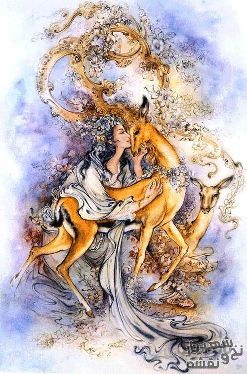 نخ و نقشه تابلو فرش مینیاتور نیاز نوازش جدید کد 93092