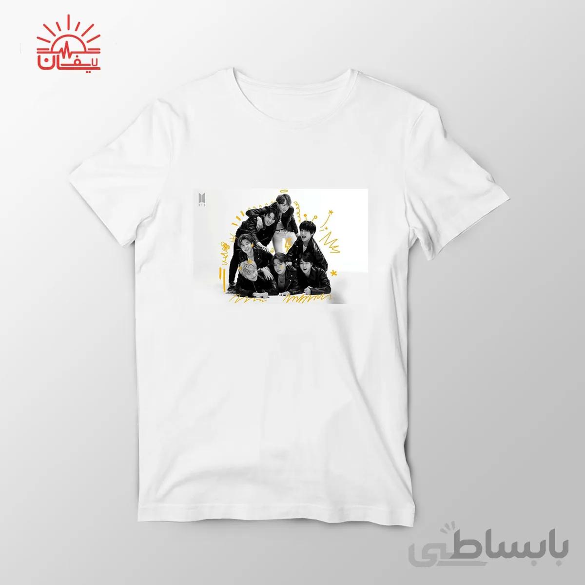 تیشرت سفید طرح bts
