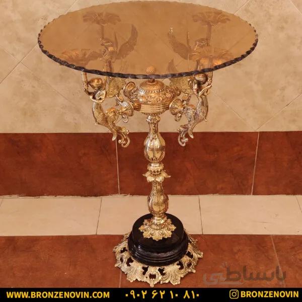 میز خاطره برنزی طرح ۴ فرشته پایه سنگی