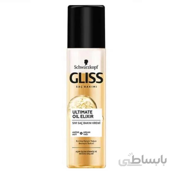 اسپری دوفاز گلیس GLISS مخصوص موهای حساس مدل Ultimate Oil Elixir حجم 200 میل
