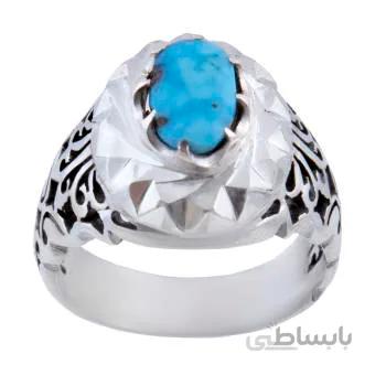انگشتر نقره مردانه مدل فیروزه نیشابور کد AM_144