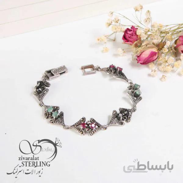 دستبند نقره زنانه طرح رنگین کمان