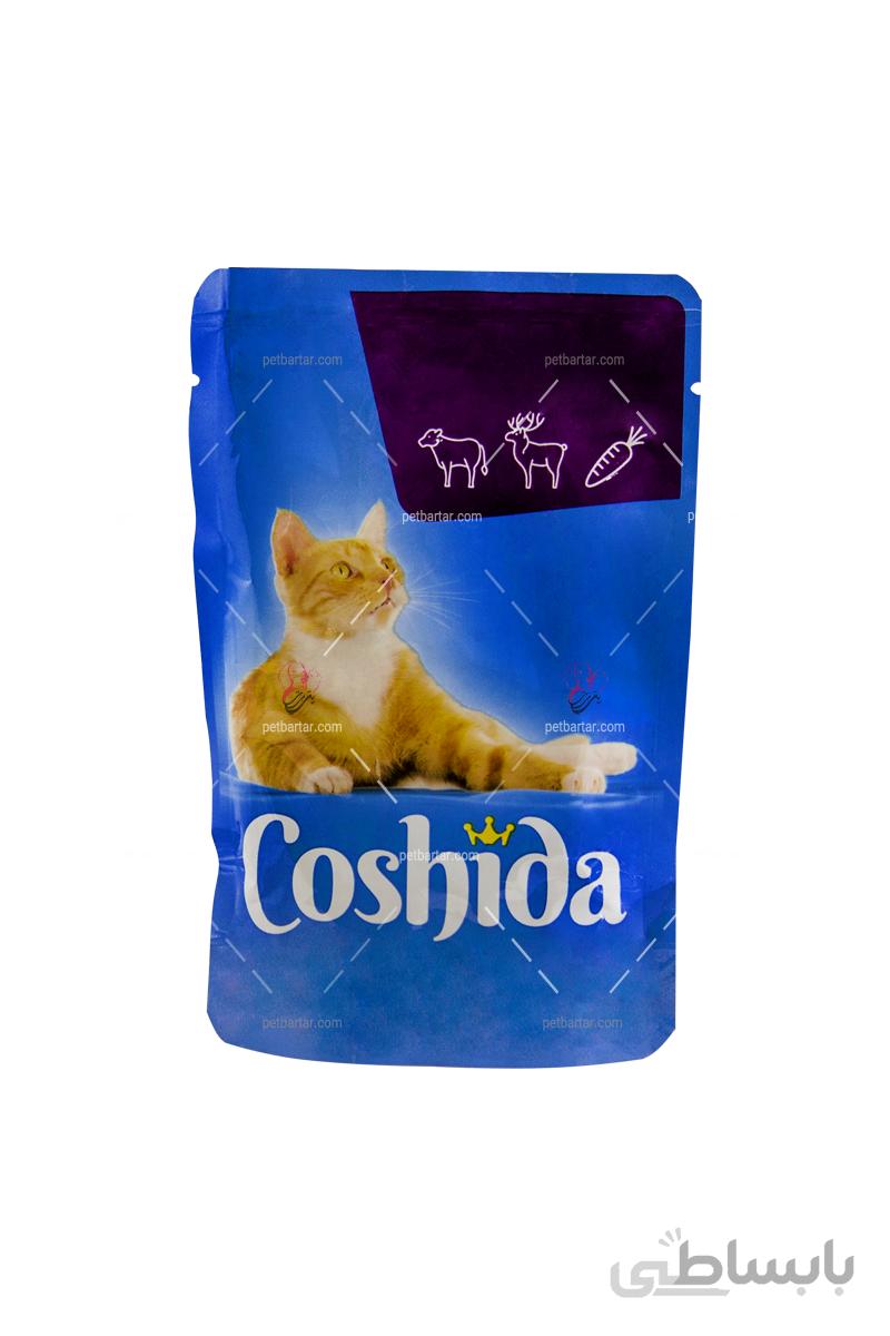 پوچ گربه کوشیدا با طعم گوشت شکار و گوساله در سس هویج ۱۰۰ گرمی | Coshida Cat Pouch veal & Game in Carrot Jelly