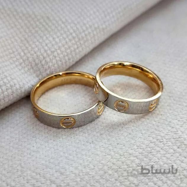 حلقه استیل کارتیر (دو رنگ طلایی)