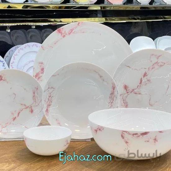 سرویس غذاخوری آرکوپال 26 پارچه گلدن گرد طرح سنگ صورتی