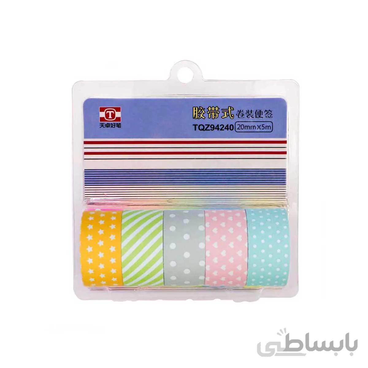 چسب واشی 5 عددی رنگی طرح دار