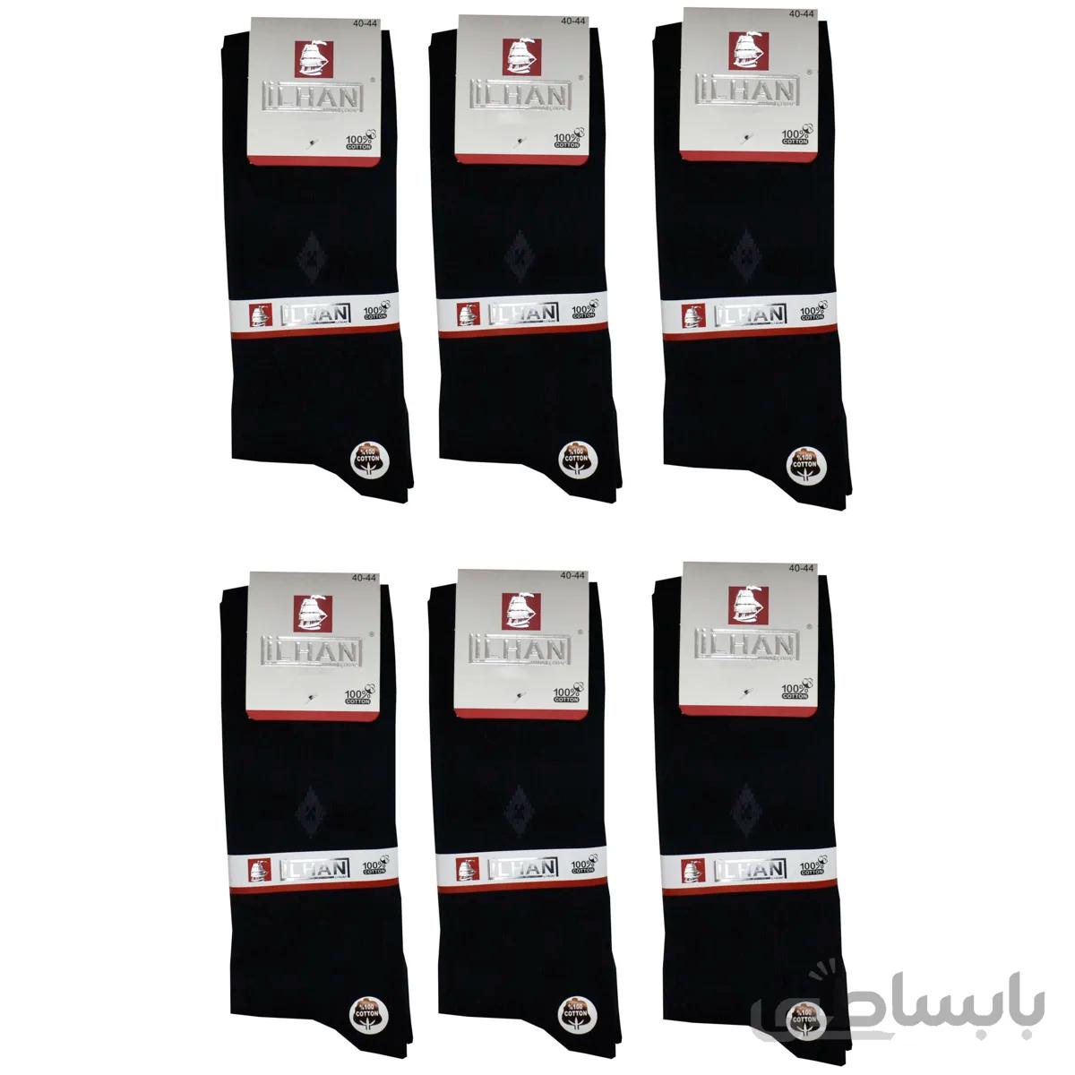 جوراب مردانه ایلهان مدل BLACK کد 55555-JHG بسته 6عددی
