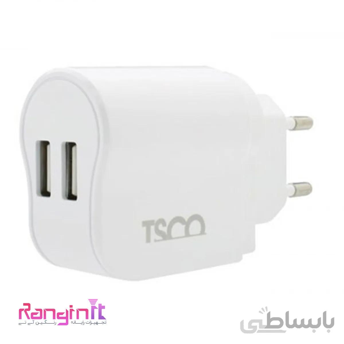 شارژر دیواری دو پورت تسکو مدل TTC 48 همراه با کابل MicroUSB طول 1 متر ا TSCO TTC 48 2 Port Wall Charger with MicroUSB cable 1M