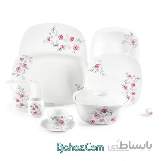 چینی زرین سرویس 12 نفره کواترو طرح گل پامچال