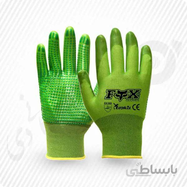 دستکش کار کف مواد خالدار پی وی سی FOX ( کد: 7175 )