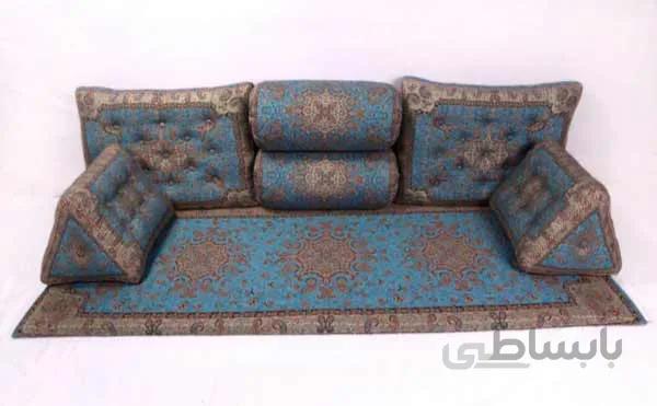 ست شاهنشین ۷تکه طرح طوبی آبی فیروزه ای تراکم۱۸۰