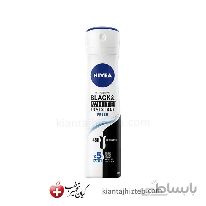 اسپری ضد تعریق زنانه NIVEA مدل Black And White Invisible Fresh حجم 150 میل
