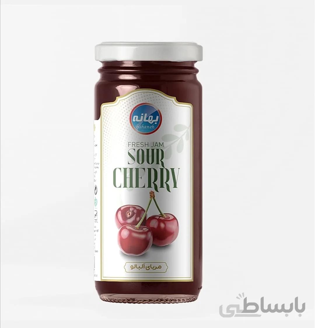 مربا آلبالو ۳۰۰ گرمی شیشه بهانه بسته بندی ۱۲ عددی