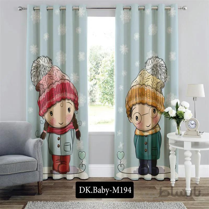 پرده پانچی (هازان و مخمل)کد DK.Baby.M194 طرح نوزادی بچه ها در زمستان
