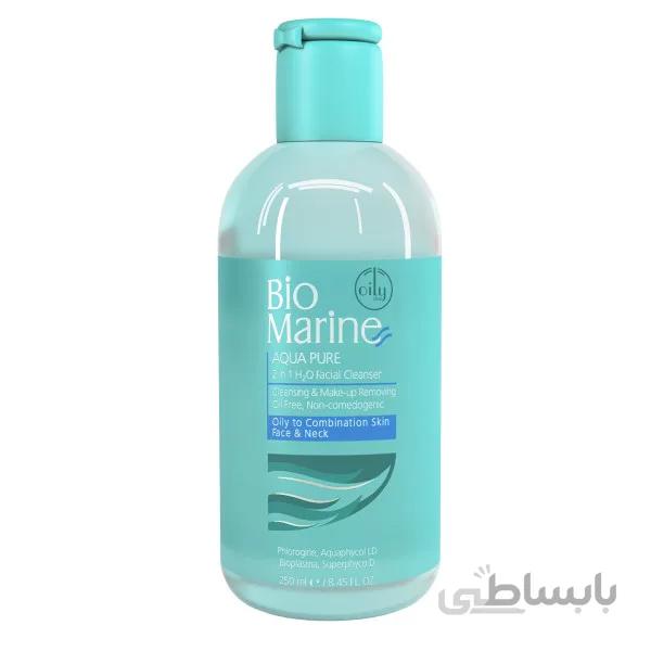 مایع پاک کننده آرایش 2 در 1 مناسب پوست های چرب و جوش زا بایومارین-250ml