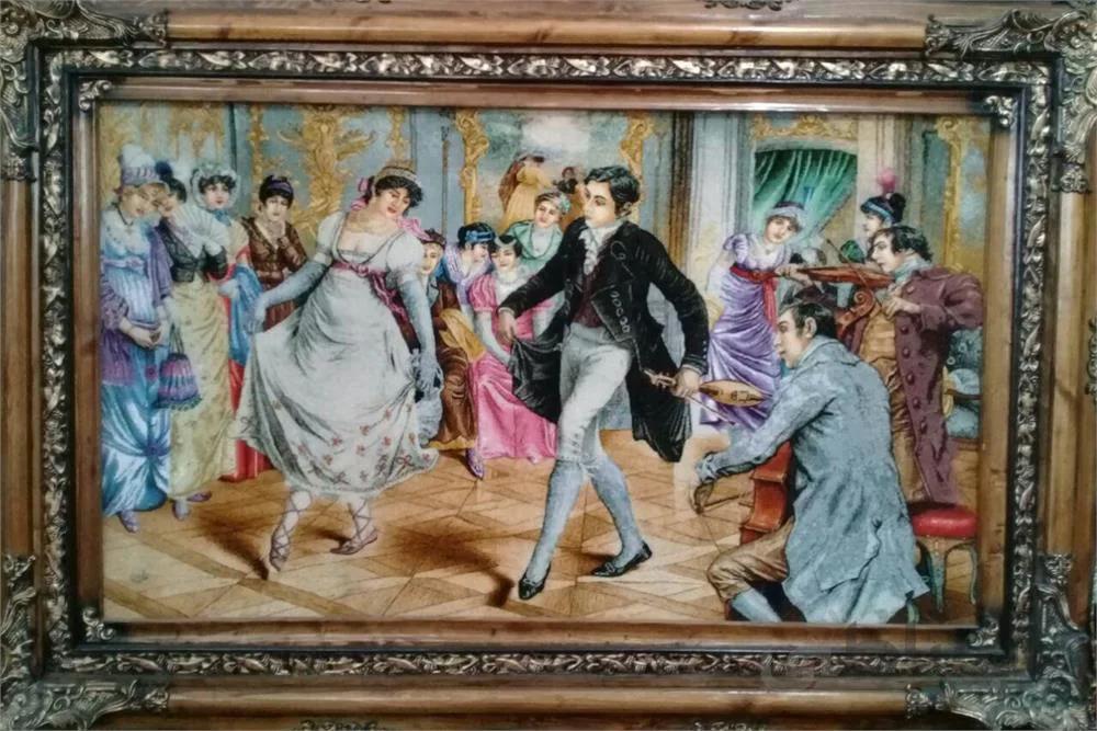تابلو فرش نفیس ایرانی- دست بافت-طرح فرانسوی- آموختن رقص ا Iranian Pictorial Carpet- Handmade- French Style- Dance Training