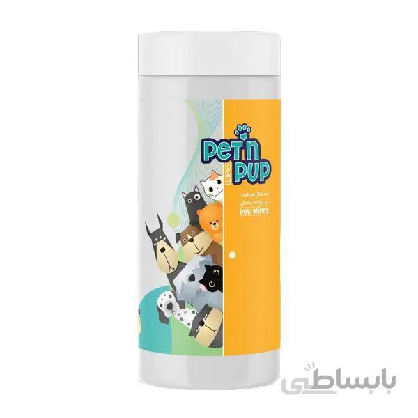 دستمال مرطوب مخصوص حیوانات خانگی Petin pup رایحه لیمو بسته 50 عددی