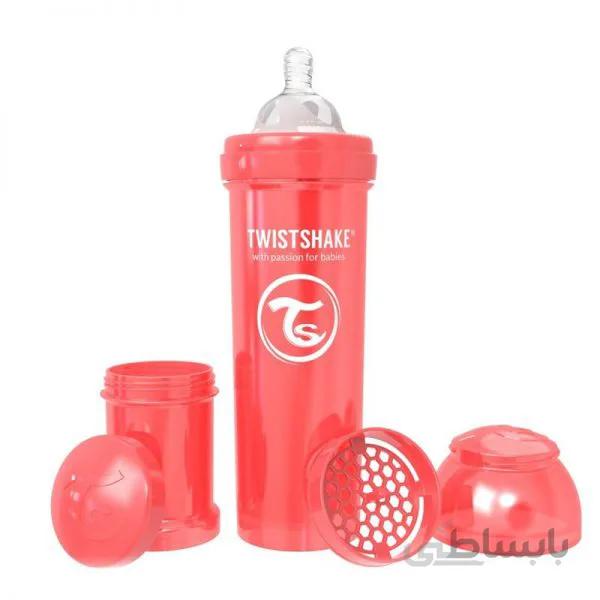 شیشه شیر آنتی کولیک تویست شیک 330 میل قرمز Twistshake