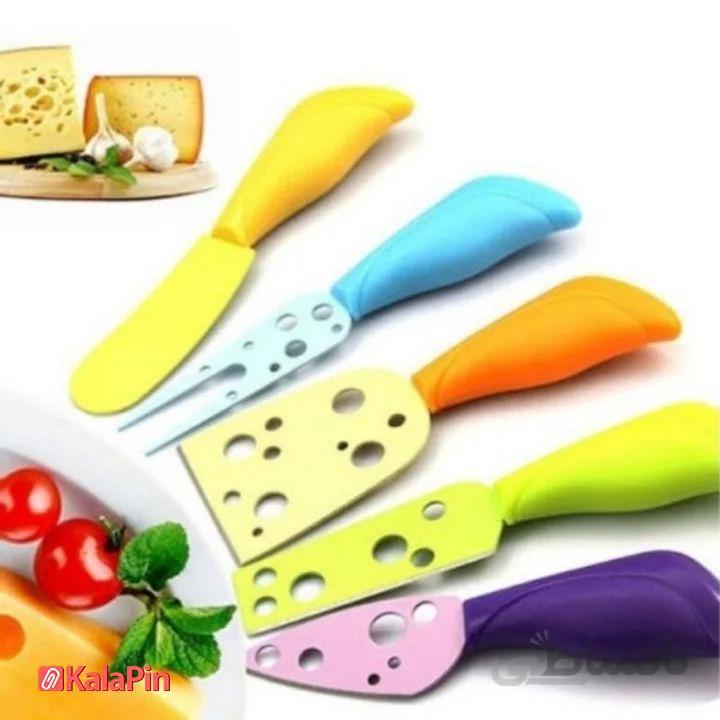 ست پنیرخوری و کارد صبحانه رنگی بسته ۵ عددی