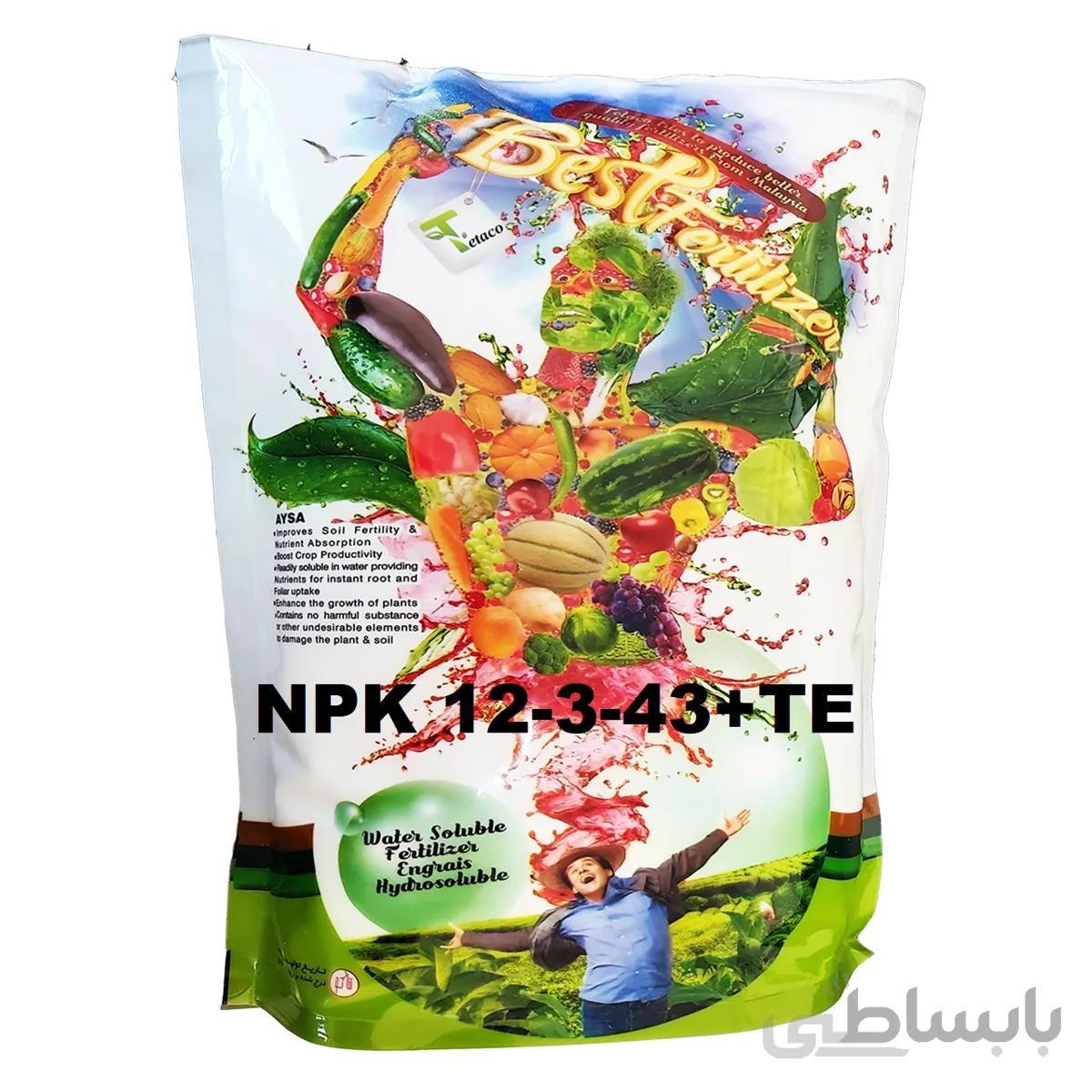 کود NPK 12-3-43 تتاکو برند AYSA وزن 1 کیلوگرم