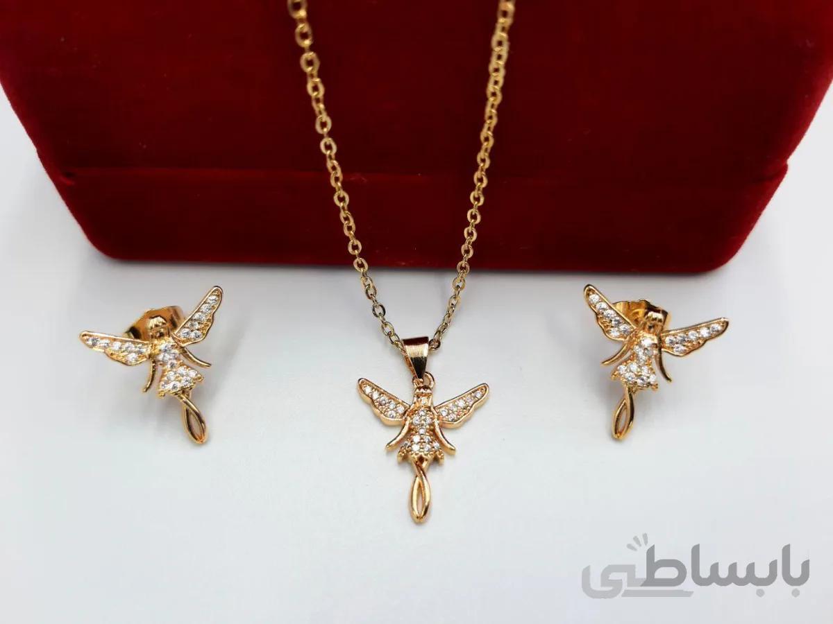 نیم ست فرشته طلایی گوشواره و گردنبند