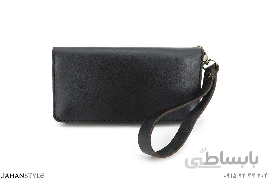 کیف پول و مدارک چرم طبیعی گاوی مشکی