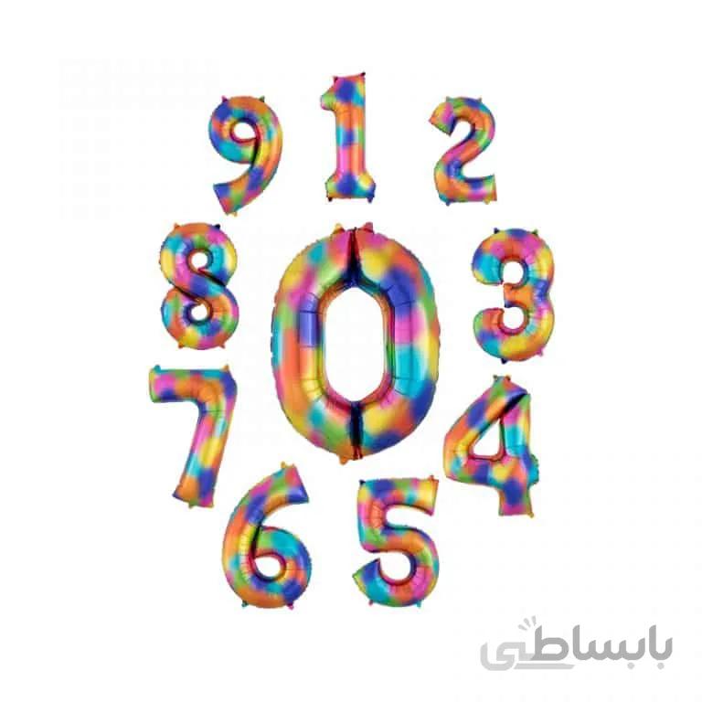 بادکنک فویلی اعداد هفت رنگ مدل STFN126