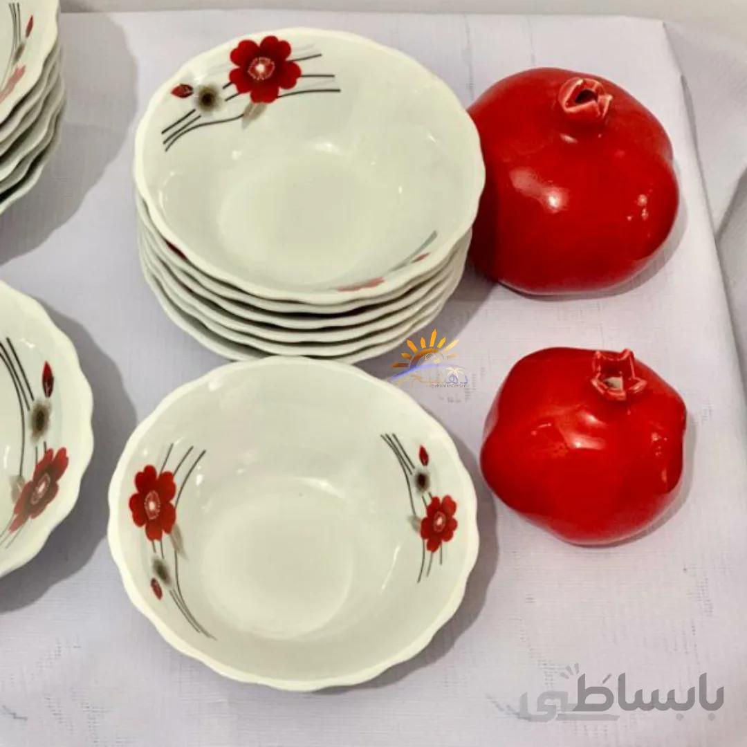 کاسه چینی گلدار درجه یک با طرح گل سرخ سایز کوچک ست 12 عددی