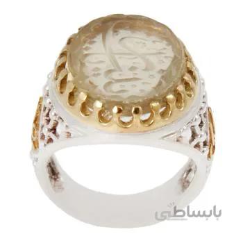 انگشتر نقره مردانه مدل سنگ کوارتز رکاب دست ساز