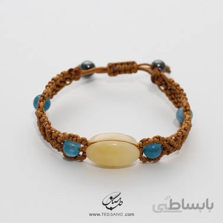 دستبند سنگ کوارتز لیمویی، آکوامارین، حدید MB-112