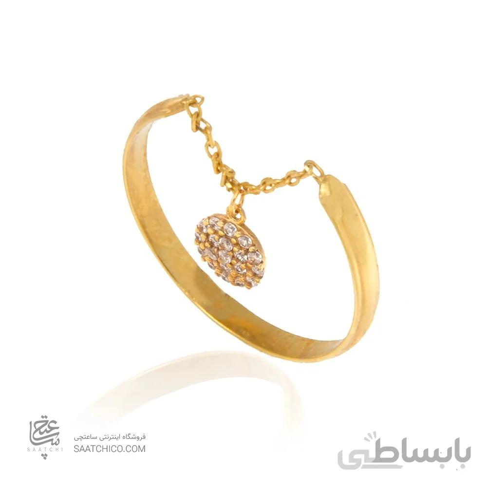 انگشتر طلا با آویز دایره نگیندار کد CR362