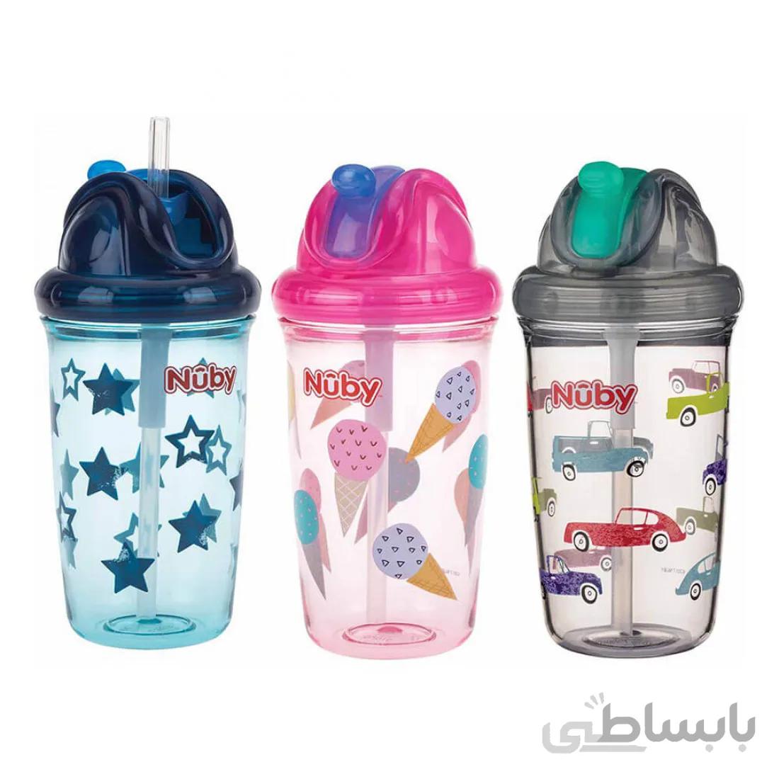لیوان آبمیوه خوری نی دار ضد چکه 300 میل نابی Nuby