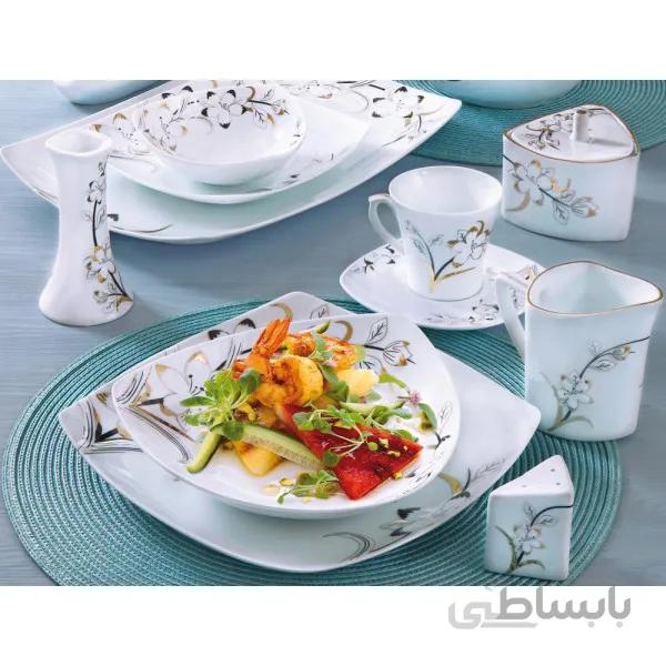 سرویس غذاخوری 12 نفره 105 پارچه چینی پردیس کاشان قالب پاریس مونالیزا_185D
