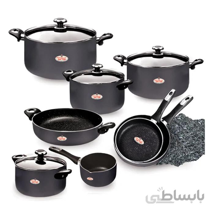 سرویس 12 پارچه گرانیتا با درب شیشه ای زرساب