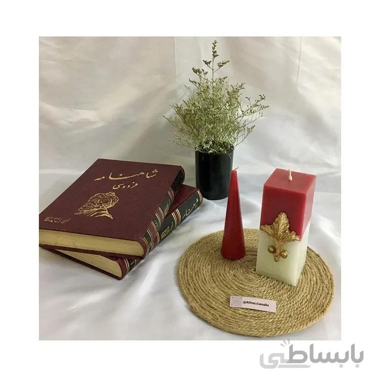 آلیناکندل – شمع مربع کلاسیک قرمز و سفید