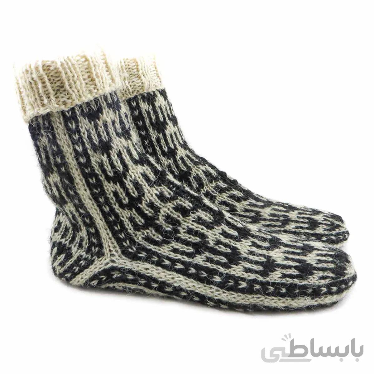 جوراب پشمی دستباف سنتی کردستان کد 252 سایز 40-41