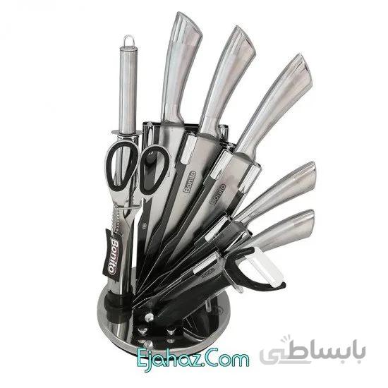 سرویس چاقو آشپزخانه 9 پارچه بونیتو کد 803 استیل