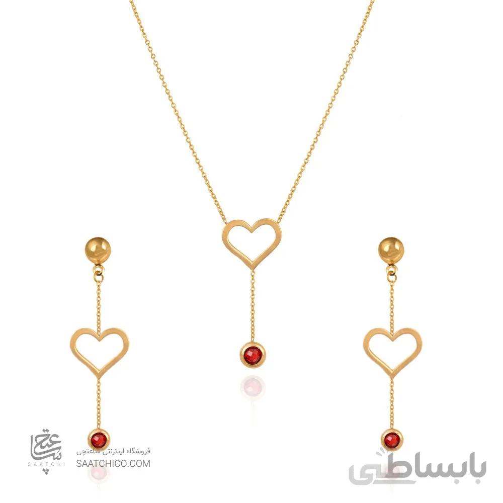نیم ست طلا طرح قلب با آویز مارکو کد CS331