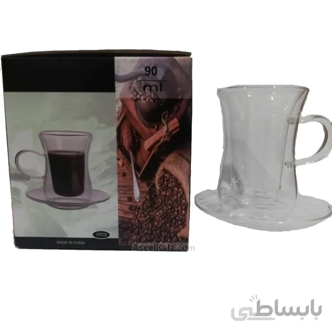 فنجان و نعلبکی کمر باریک پیرکس حجم 90 میل