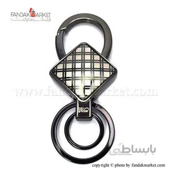 جاکلیدی دو حلقه استیل با طرح چارخونه