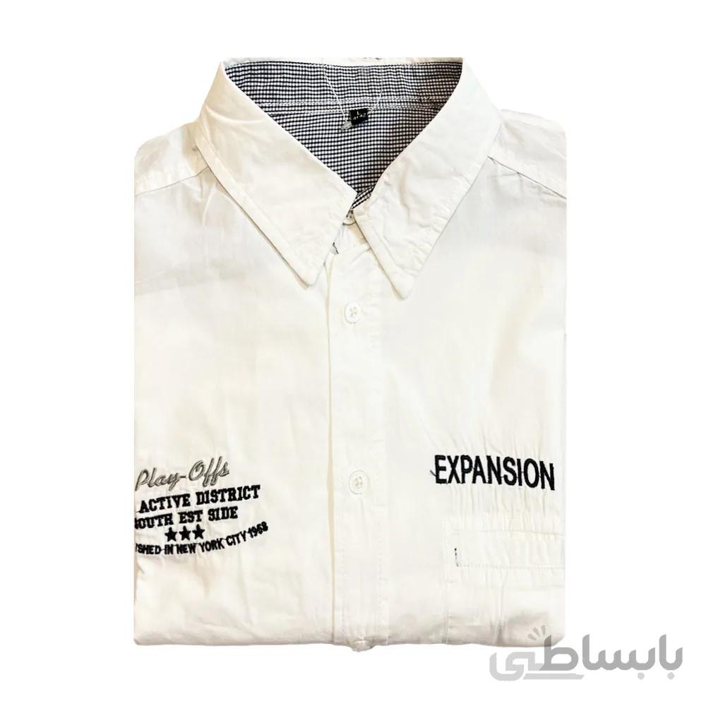 پیراهن مردانه سفید برند EXPANSION TEAM