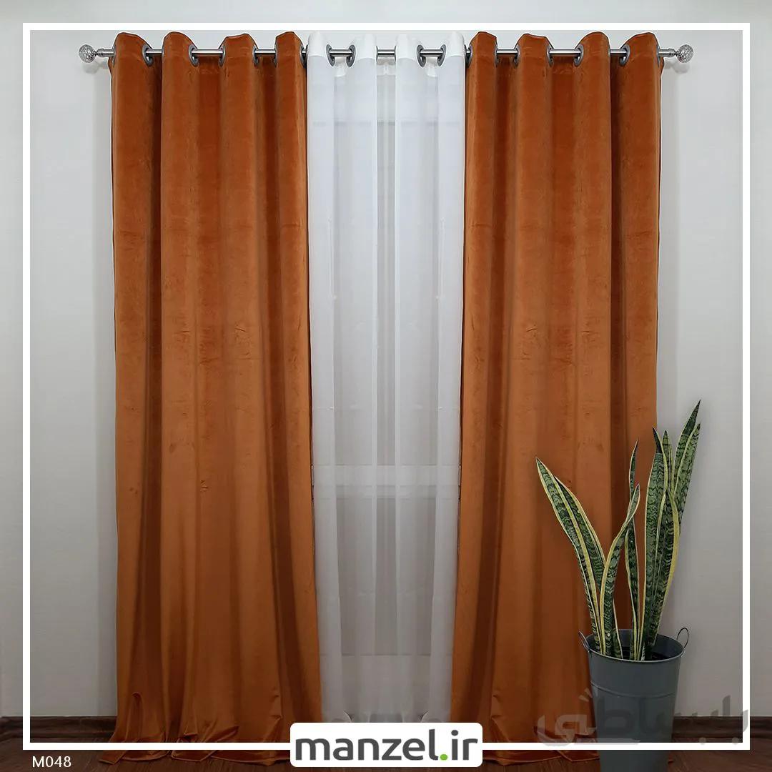 پرده پانچ مخمل ساده نارنجی کد M048