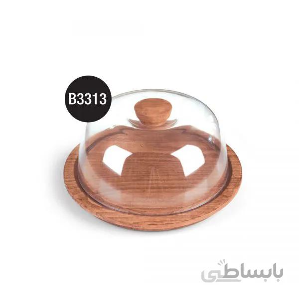 B3313 کیک خوری چوبی لبه باریک با دربشیشه ای